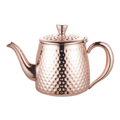 Café Olé Sandringham Teapot35Oz / 1000Ml / 3-4 MugsStainless SteelCopper Plated With Hammered Finish from B&Q