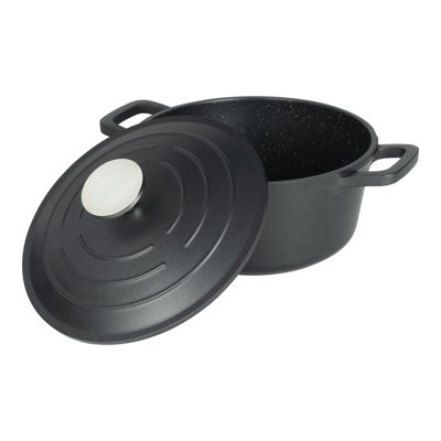 B&Q -  Round Cast Aluminium Casserole DishBlack20Cm2.8L