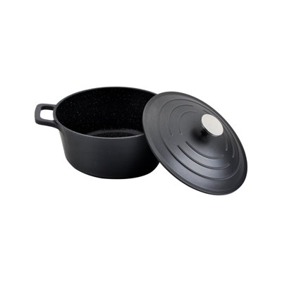 Commichef Casserole DishRound Cast Aluminium Stew Pot With YlidBlack24Cm5L from B&Q