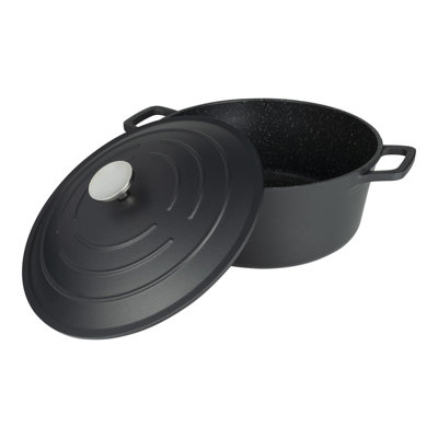 Commichef Casserole DishRound Cast Aluminium Stew Pot With LidBlack28Cm6.5L from B&Q