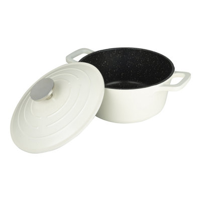 Commichef Casserole DishRound Cast Aluminium Stew Pot With LidCream20Cm2.8L from B&Q