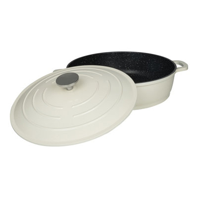 Commichef Casserole DishShallow Cast Aluminium Stew Pot With LidCream28Cm4.5L from B&Q