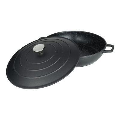 Commichef Casserole DishShallow Cast Aluminium Stew Pot With LidBlack32Cm6L from B&Q