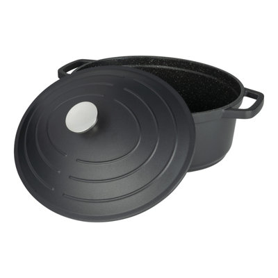 Commichef Casserole DishOval Cast Aluminium Stew Pot With LidBlack32Cm5.8L from B&Q