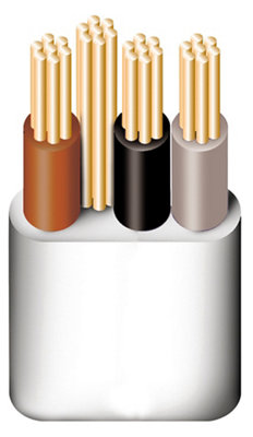 Prysmian Grey 3-Core & Earth Cable 1mm² X 25M from B&Q