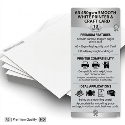 A3 White Card 450Gsm(Vision Superior) 10 Sheets Super Thick By Ark from B&Q