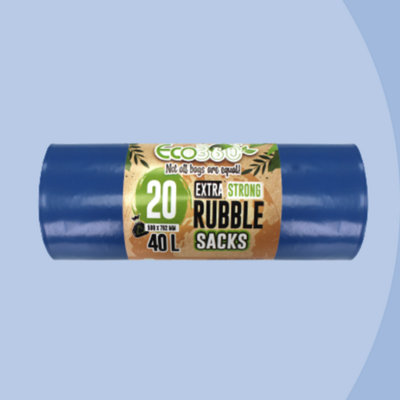 Ecobag Recyclable Leak Resistant Heavy Duty Bin Bags 508 X 762Mm 40L 100 Microns, Blue, 20 Pack - Image 3