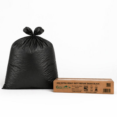 Eco Bag 200 Black Refuse Sacks 100L Extra Heavy Duty Bin Bags 20Kg Chsa from B&Q