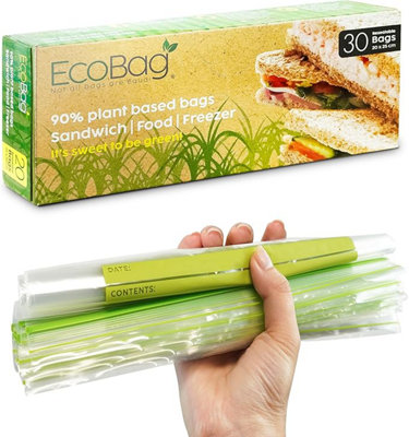 Ecobag 30 Pack Reusable Freezer/sandwich Bags 200mm X 250mm 2.5 Litre Size35 MicronsClear from B&Q