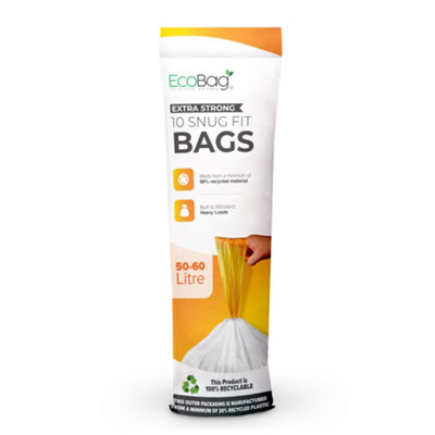 Ecobag Brabantia 20 Pack White Kitchen Drawstring Bin Liner 620 X 810mm 60L 28 Microns Heavy Duty from B&Q