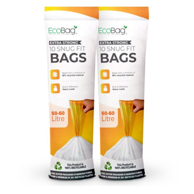 Ecobag Heavy Duty Brabantia 40 Pack White Kitchen Drawstring Bin Liner 620 X 810mm 60L 28 Microns from B&Q