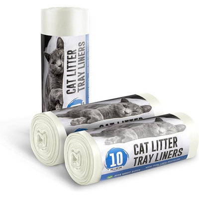 EcoBag - 30 Pack Cat Litter Tray Liners - 30L - 27 Microns - Heavy Duty Cat Litter Bags, Recycled Litter Liners, Durable Cat Tray