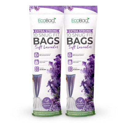 Ecobag 20 Pack Lavender Scented Kitchen Drawstring Bin Liner 60L28 Microns Heavy Duty620 X 810mm from B&Q