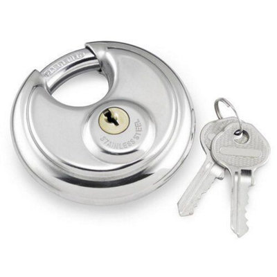 Securit 70mm Silver Discus Padlock Stainless Steel With X3 Keys