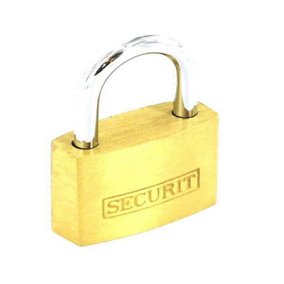 Securit Brass Padlock 20mm With X3 Keys from B&Q