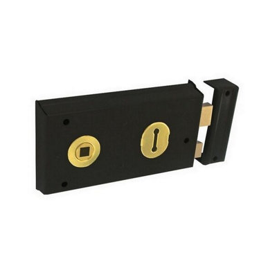 Charles Watson Double Handed Rim Lock Sash Lock Black 140mm Shed Gate Door Lock from B&Q
