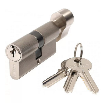 Securit Anti-Bump Euro Thumbturn Cylinder 35/35 (70mm) Nickel With 3 Keys from B&Q