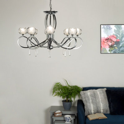 Litecraft Marta Chrome 8 Lamp Glass Ceiling Pendant Light from B&Q