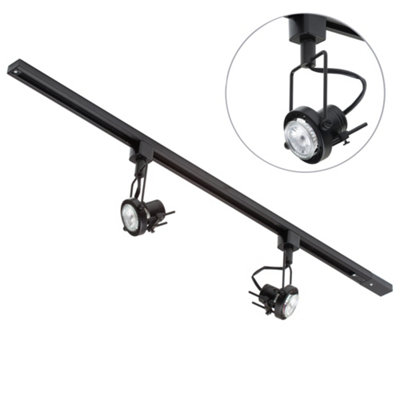 Litecraft Greenwich Black 2 Head 1M Straight Kitchen Ceiling Light With Led Bulbs from B&Q