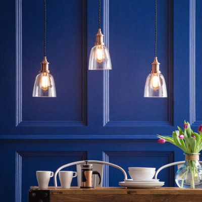 Litecraft Industrial Copper 3 Lamp Ceiling Pendant Light from B&Q