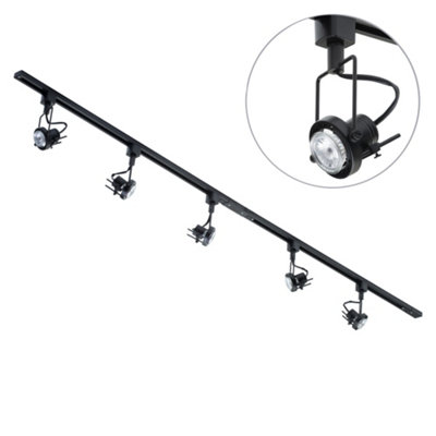 Litecraft Greenwich Black 5 Head 2M Straight Kitchen Ceiling Light With Led Bulbs from B&Q