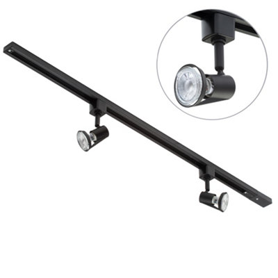 Litecraft Harlem Black 2 Head 1M Straight Kitchen Ceiling Light With Led Bulbs from B&Q