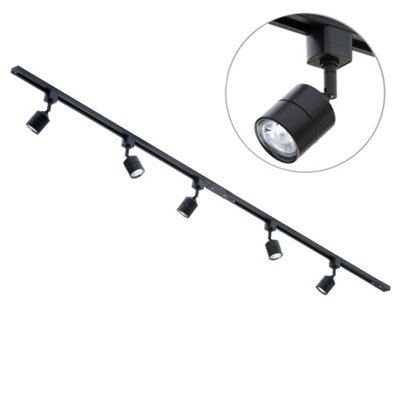 Litecraft Soho Black 5 Head 2M Straight Kitchen Ceiling Light With Led Bulbs from B&Q
