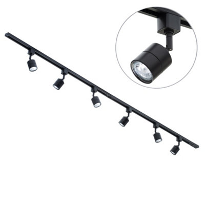Litecraft Soho Black 6 Head 2M Straight Kitchen Ceiling Light With Led Bulbs from B&Q