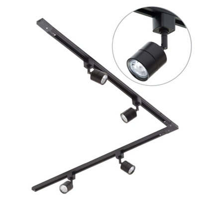 Litecraft Soho Black 4 Head 2M L Shape Kitchen Ceiling Light With Led Bulbs from B&Q