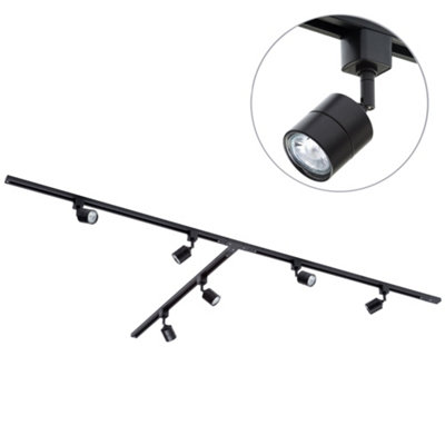 Litecraft Soho Black 6 Head 3M T Shape Kitchen Ceiling Light With Led Bulbs from B&Q