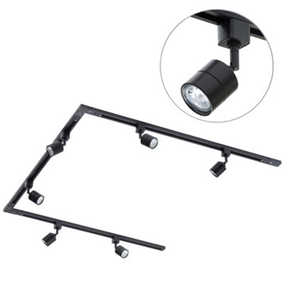 Litecraft Soho Black 6 Head 3M U Shape Kitchen Ceiling Light With Led Bulbs from B&Q