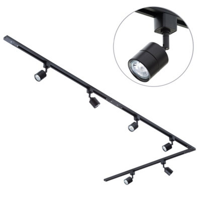 Litecraft Soho Black 6 Head 3M Long L Shape Kitchen Ceiling Light With Led Bulbs from B&Q