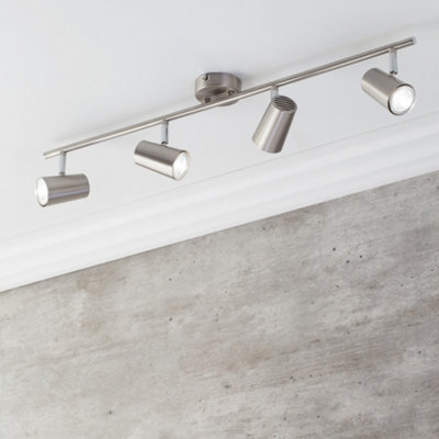 Litecraft Chobham Satin Nickel Adjustable Ceiling Spotlight Bar from B&Q
