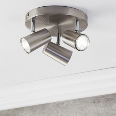 Litecraft Chobham Satin Nickel Adjustable Ceiling Spotlight Plate from B&Q