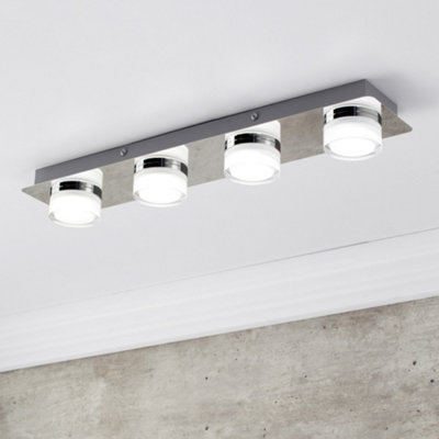 Litecraft Bolton Chrome 4 Led Bathroom Ceiling Spot Bar Light