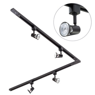 Litecraft Harlem Black 4 Head 2M L Shape Kitchen Ceiling Light With Led Bulbs from B&Q