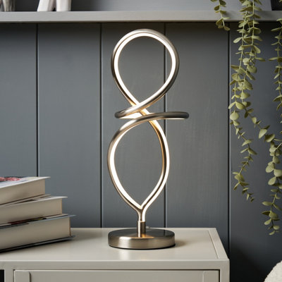 Inlight Leda Spiral Satin Nickel Effect Table Light from B&Q