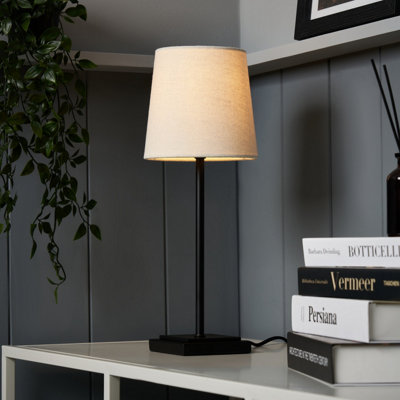 Inlight Almir Cylinder Matt Black Table Lamp from B&Q