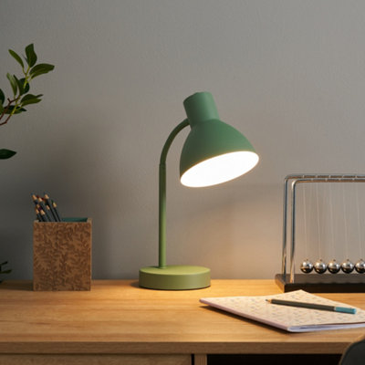 Inlight Tripp Plain Conical Matt Green Desk Lamp from B&Q