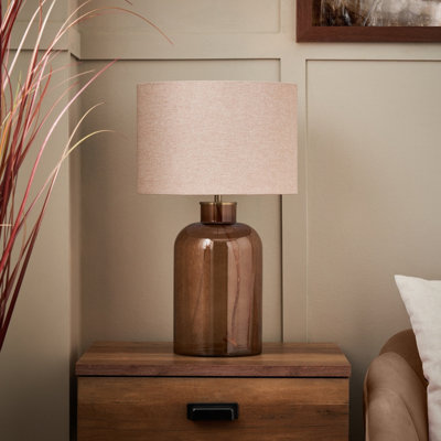 Inlight Yanya Round Gloss Amber Antique Amber Effect Table Lamp from B&Q
