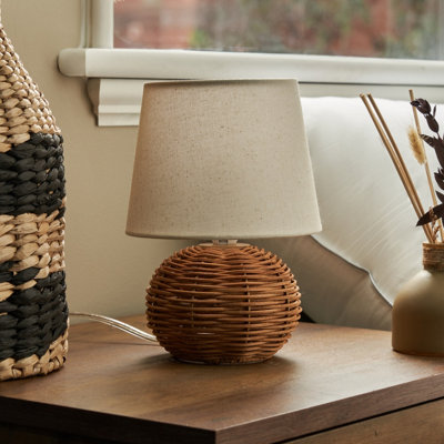 Inlight Peiros Ball Round Matt Natural Rattan Effect Table Lamp from B&Q