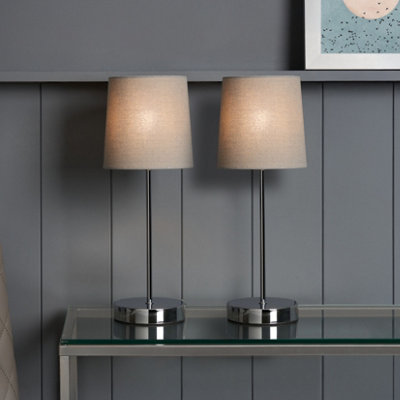 Inlight Amana Round Polished Mirrored Chrome Effect Table LampPair from B&Q