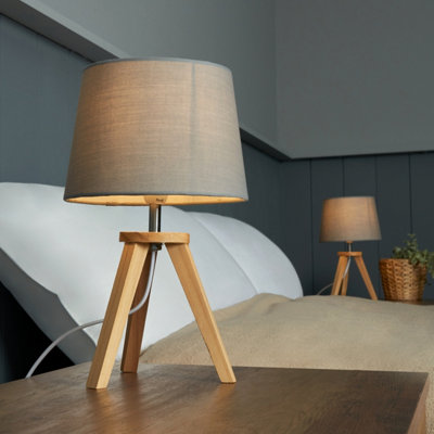 Inlight Lockton Tripod Matt Natural & Grey Table Lamp from B&Q