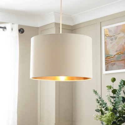 Inlight Helene Ivory Gold Effect Cylinder Light Shade (D)30Cm from B&Q