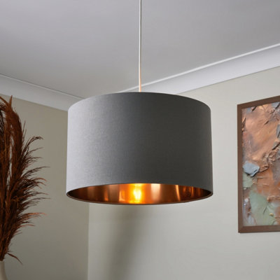 Inlight Helene Grey Copper Effect Cylinder Light Shade (D)40Cm from B&Q