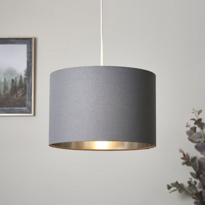 Inlight Helene Grey Silver Effect Cylinder Light Shade (D)30Cm from B&Q