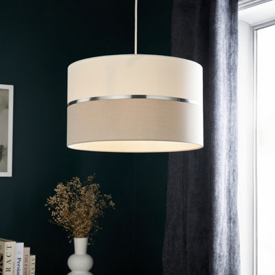 Inlight Isonoe Grey & White Drum Cylinder Light Shade (D)40Cm from B&Q