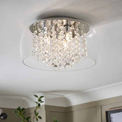 Inlight Roma Beaded Glass & Steel Transparent Chrome Effect Led Ceiling Light from B&Q