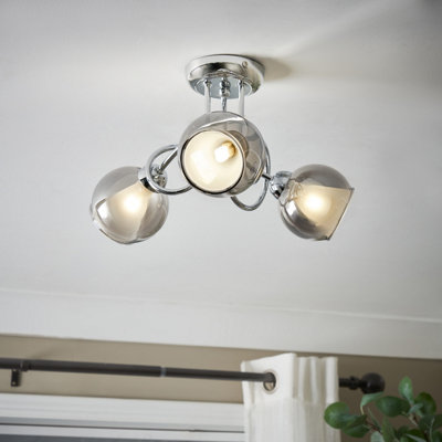 Inlight Elevate Gloss Glass & Steel Chrome & Smoked Glass Effect 3 Lamp Led Ceiling Light from B&Q