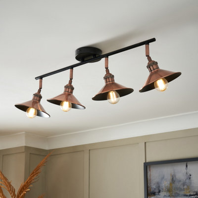 Inlight Bureau Satin Black Copper Effect 4 Light Spotlight Bar from B&Q